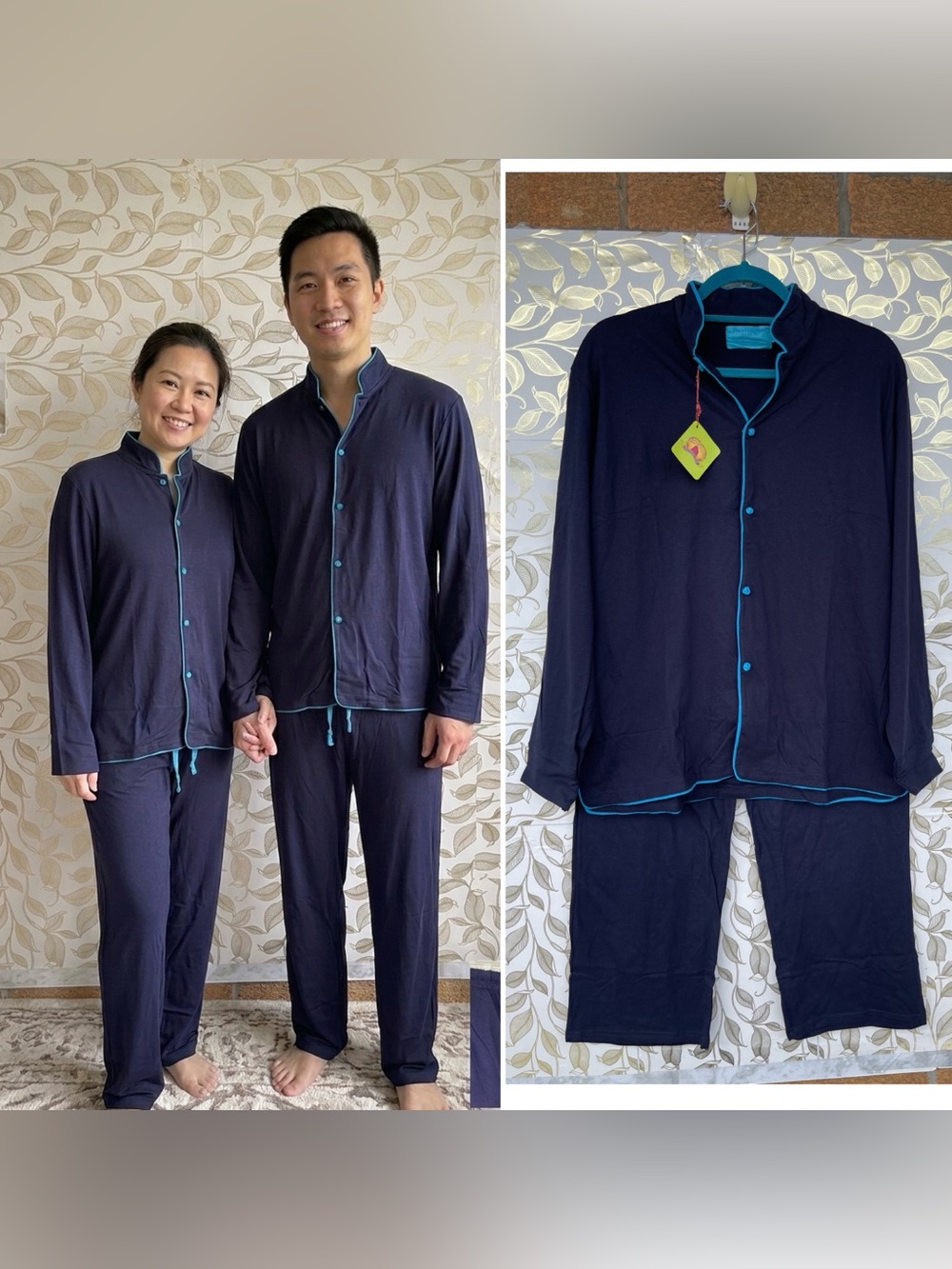 Shanghai Tang Cathay Pacific First Class Unisex Pajamas S Navy Blue Travelcore